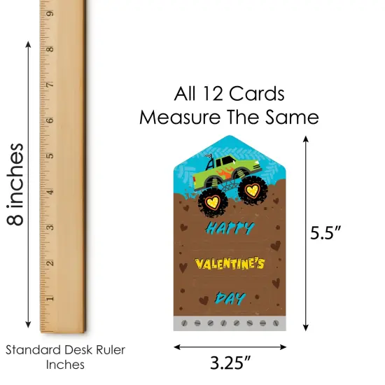 Big Dot of Happiness Smash and Crash - Monster Truck - Cards for Kids - Happy Valentine's Day Pull Tabs - Set of 12 {7}