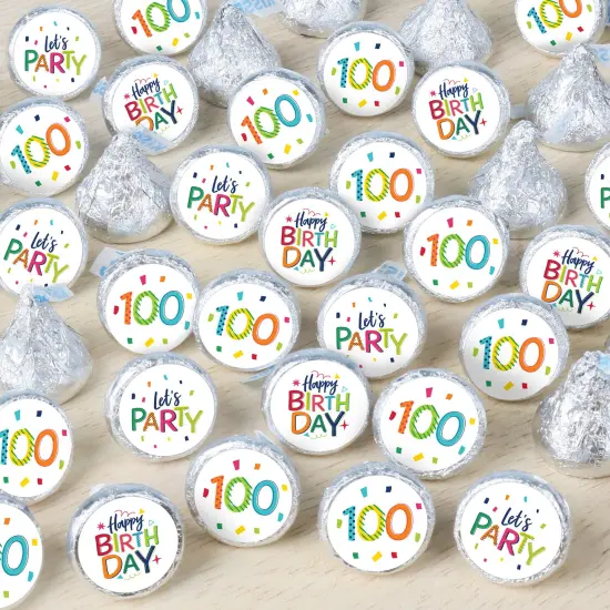 Big Dot of Happiness 100th Birthday - Cheerful Happy Birthday - Colorful Birthday Party Small Round Candy Stickers - Party Favor Labels - 324 Count {1}