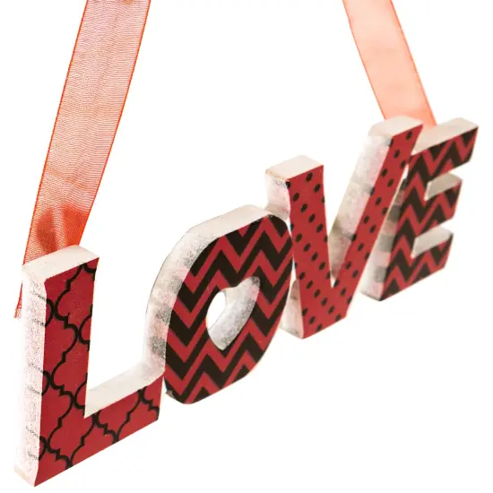 Northlight Wooden LOVE and XOXO Valentine's Day Wall Decorations - 8" - Red and Black - Set of 2 {6}