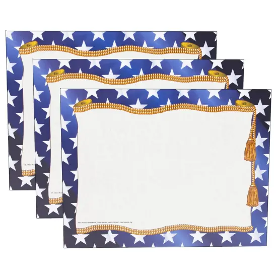 Stars Border Certificate, 8.5" x 11", 50 Per Pack, 3 Packs {1}