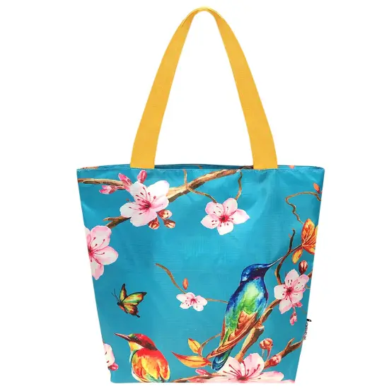 Wrapables Carryall Shopping Travel Tote Bag with Durable Ripstop Polyester - Foldable, Waterproof, and OEKO-TEX Certified Small, CherryBlossom {1}