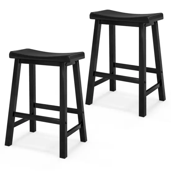 Costway Set of 2 Saddle Bar Stools Counter Height Dining Chairs with Wooden Legs Black/Gray/White {7}