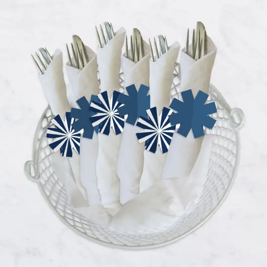 Big Dot of Happiness Navy Stripes - Simple Party Paper Napkin Holder - Napkin Rings - Set of 24 {4}