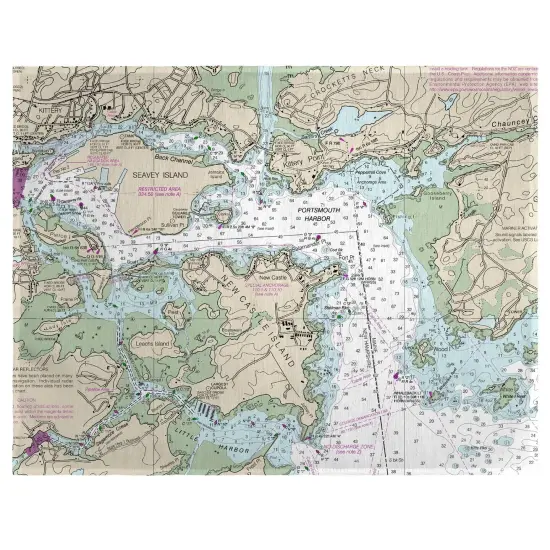 Betsy Drake Portsmouth Harbor, NH Nautical Map Place Mat Set of 4 {1}