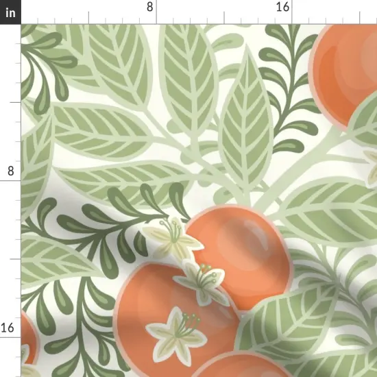 Various Fabrics by the Yard or Fat Quarter Green Orange Fruit Citrus Garden Oranges Botanical Italy Grove Orchard Floral Large Scale Custom Printed Fabric by Spoonflower {2}