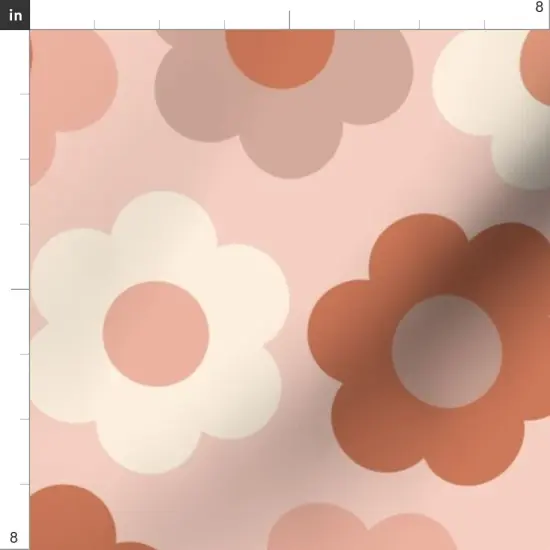 Various Fabrics by the Yard or Fat Quarter Retro Floral Terracotta Cream 1970S Blush Pink Midcentury Custom Printed Fabric by Spoonflower {4}