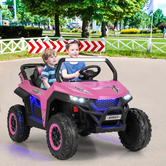 Costway 12V 2-Seater Kids Ride On UTV RC Electric Vehicle Suspension w/ Lights & Music {2}