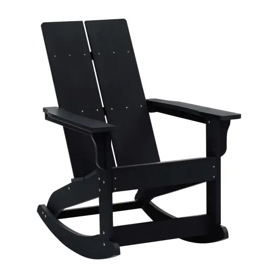Merrick Lane Wellington UV Treated All-Weather Polyresin Adirondack Rocking Chair for Patio, Sunroom, Deck and More Black {2}