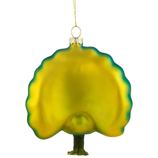 Northlight Standing Glittered Peacock Glass Christmas Ornament - 4.5" - Blue and Green {6}