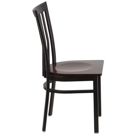 Emma and Oliver School House Back Metal Restaurant Dining Chair Natural/BlackMetal {10}