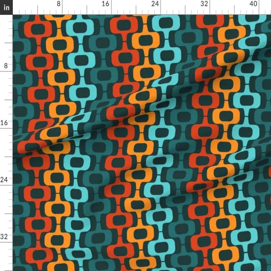 Various Fabrics by the Yard or Fat Quarter Retro Mcm Mod Squares Bold Geometric Orange Red Custom Printed Fabric by Spoonflower {1}