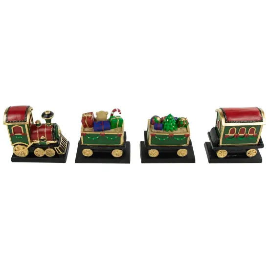 Northlight Set of 4 Merry Christmas Train Stocking Holders 5" Red {5}