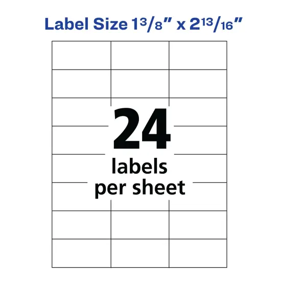 Avery Address Labels for Copiers 1-3/8" x 2-13/16", 2,400 White Labels (5363) {4}