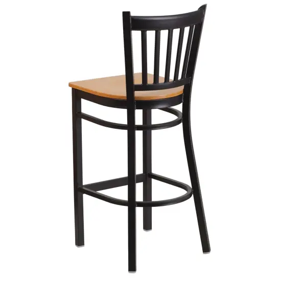Emma and Oliver Vertical Back Metal Restaurant Dining Barstool Natural/BlackMetal {4}