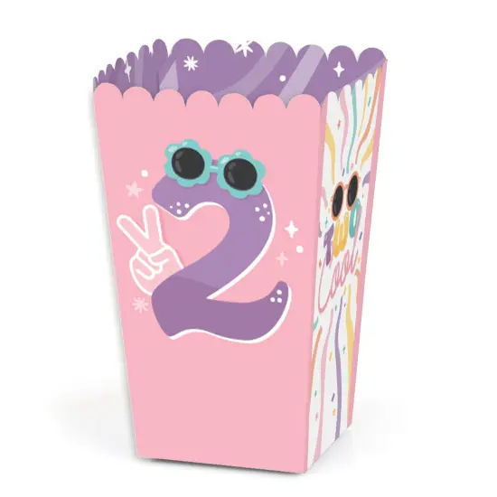 Big Dot of Happiness Two Cool - Girl - Pastel 2nd Birthday Party Favor Popcorn Treat Boxes - Set of 12 {1}