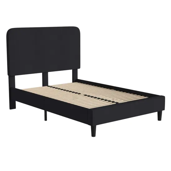 Merrick Lane Remi Platform Bed with Headboard - Upholstered Frame - 14 Wooden Slats - No Box Spring Required {6}