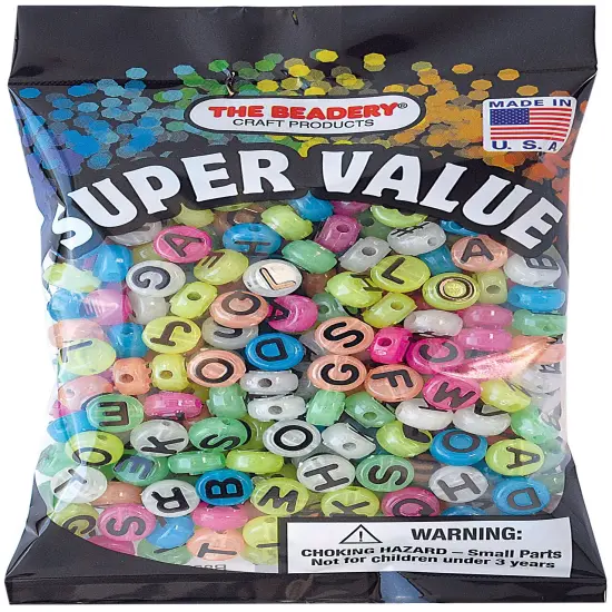 The Beadery Alphabet Beads 10mm-Glow-In-The-Dark {1}