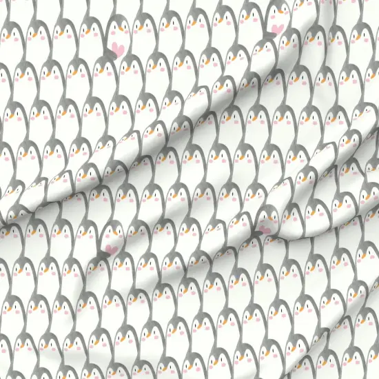 Various Fabrics by the Yard or Fat Quarter Penguin Watercolor Whimsical Cute Gray Cream Pink Heart Love Valentine Custom Printed Fabric by Spoonflower {6}