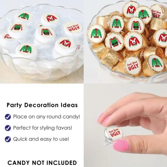 Big Dot of Happiness Ugly Sweater - Holiday and Christmas Party Small Round Candy Stickers - Party Favor Labels - 324 Count {6}