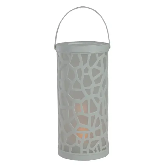 Northlight LED Lighted Faux Flame Mosaic Lantern with Handle - 9" - White {1}