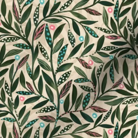 Various Fabrics by the Yard or Fat Quarter Modern Botanical Abstract Leaves Dots Green Vines Sage Olive Custom Printed Fabric by Spoonflower {7}