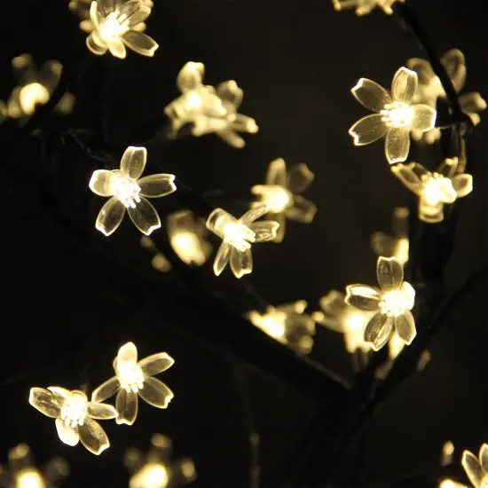 Northlight LED Lighted Japanese Sakura Blossom Flower Tree - 18" - Warm White Lights Black {4}