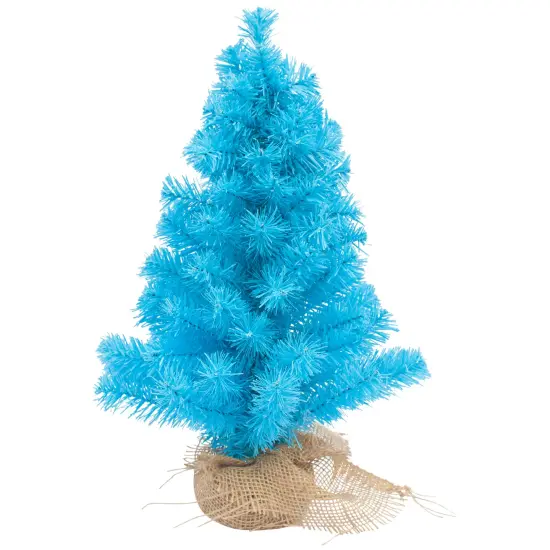 Northlight Pine Christmas Tree in Natural Jute Base - 18" - Cerulean Blue - Unlit {1}