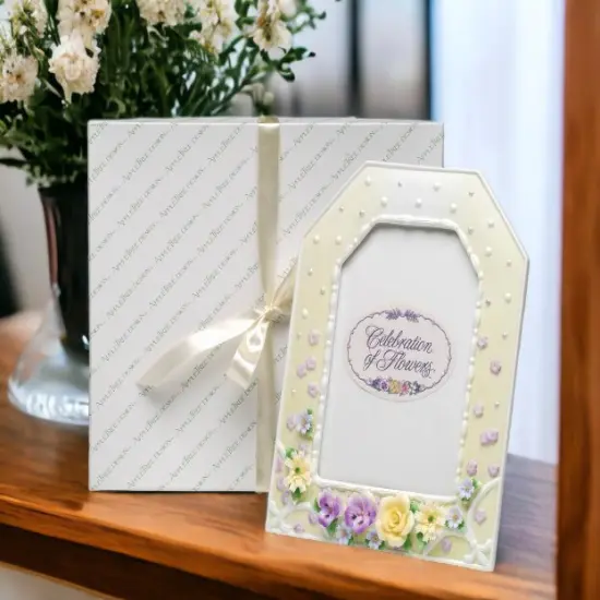 Ceramic Pansy Flower Photo Frame, Home Décor, Gift for Her, Gift for Mom, Nature Lover Gift, Wedding Gift {3}