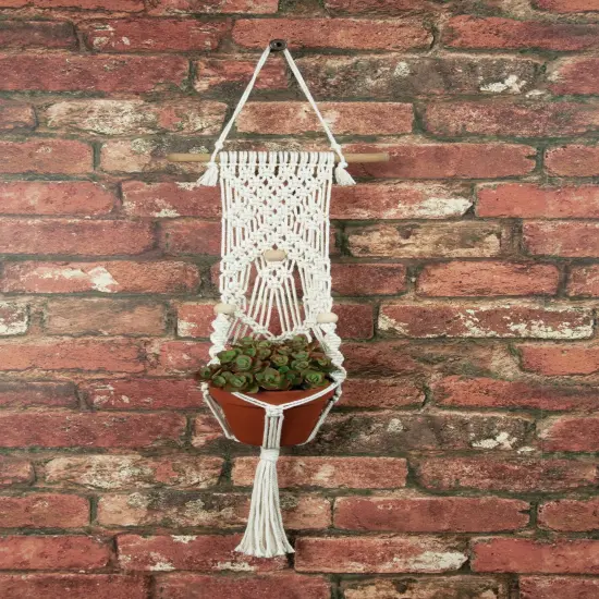 Solid Oak Macrame Plant Hanger Kit-3 Beads {4}