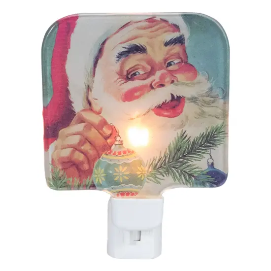 Northlight Santa Holding an Ornament Glass Christmas Night Light - 4" Multi {1}