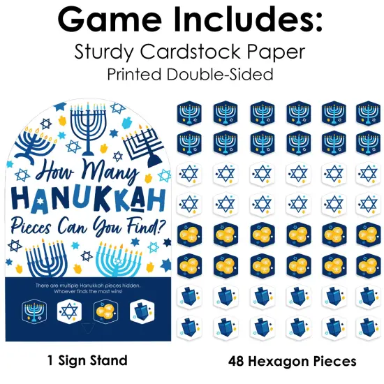 Big Dot of Happiness Hanukkah Menorah - Chanukah Holiday Party Scavenger Hunt - 1 Stand and 48 Game Pieces - Hide and Find Game {6}