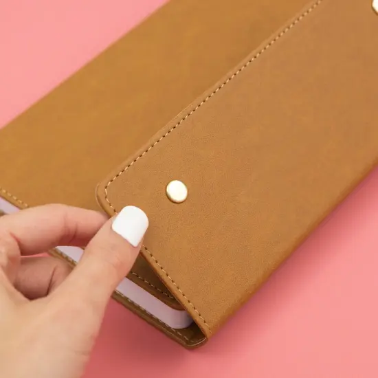 AC Point Planner Snap Leatherette Planner 6"X8"-Brown - Dot Grid - 120 Sheets {5}