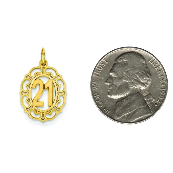 14K Gold #21 in Oval Pendant Jewelry FindingKing {2}