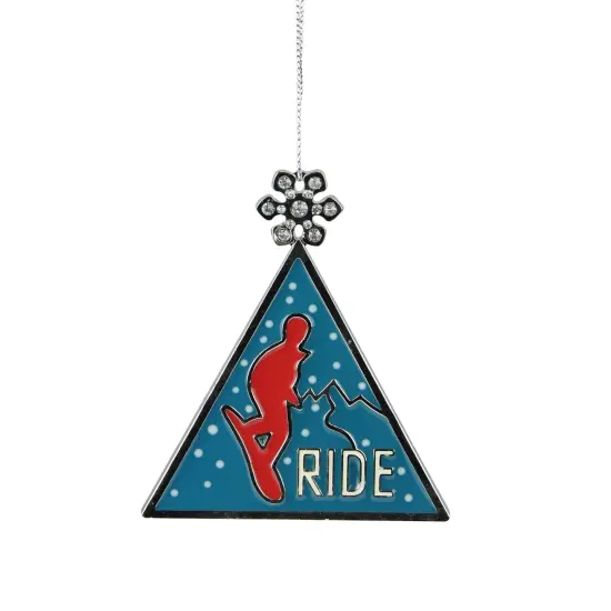 Midwest 3.75" Red and Blue Ride Ski Triangular Charm Christmas Ornament {1}