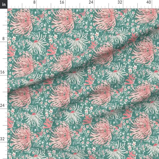 Various Fabrics by the Yard or Fat Quarter Floral Nature Botanical Garden Nouvea Japon Chrysanthemum Japanese Custom Printed Fabric by Spoonflower {1}