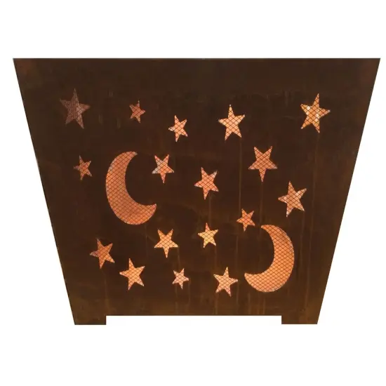 Esschert Design 24" Brown Rustic Finish Star and Moon Square Outdoor Fire Basket {3}
