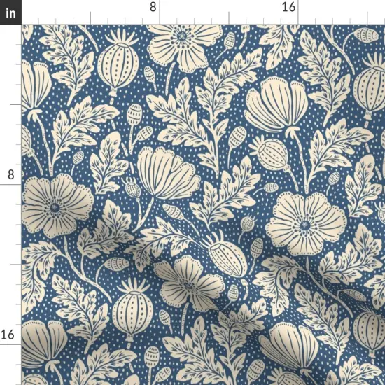 Various Fabrics by the Yard or Fat Quarter Vintage Floral Blue Botanical Garden Bloom Meadow Wildflower Custom Printed Fabric by Spoonflower {2}
