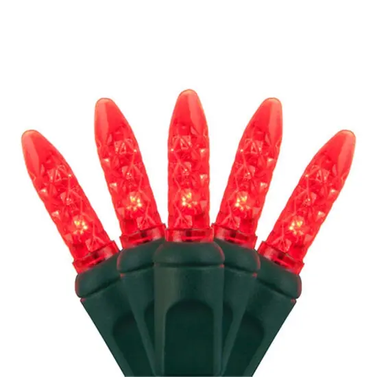 70 Red M5 LED Lights, Green Wire, 4" Spacing {1}
