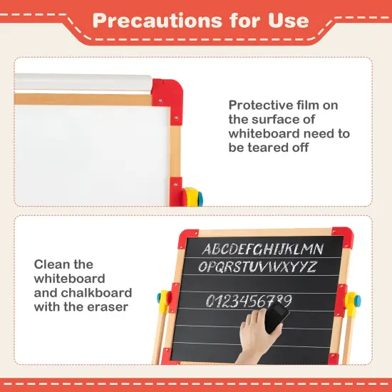 Costway 3-in-1 Wooden Art Easel for Kids Double Sided Easel with Drawing Paper Roll {5}