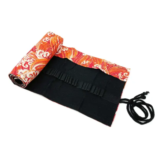 Wrapables Pencil Roll Organizer, Colored Pencil Wrap Pouch (72 slots) Orange Waves {2}