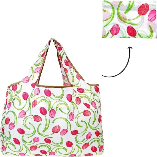 Wrapables Large Foldable Tote Nylon Reusable Grocery Bag, 3 Pack Floral Delight {5}