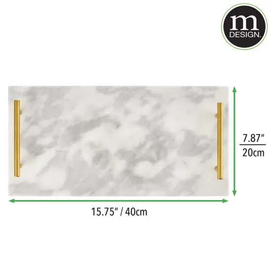 mDesign Marble Serving Tray Board with Handles for Entertaining {3}