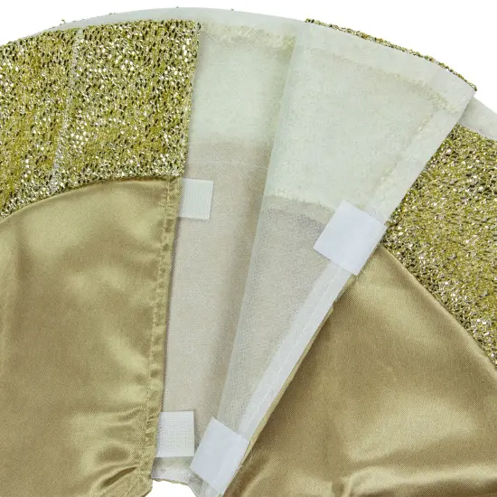 Northlight 20" Gold Mini Christmas Tree Skirt with Tinsel Trim {5}