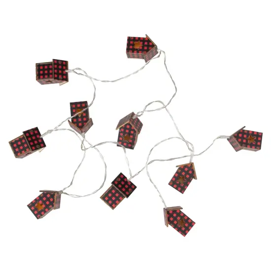 Northlight LED Plaid House Christmas Light Set - 4.75' Clear Wire - 10ct Red {6}