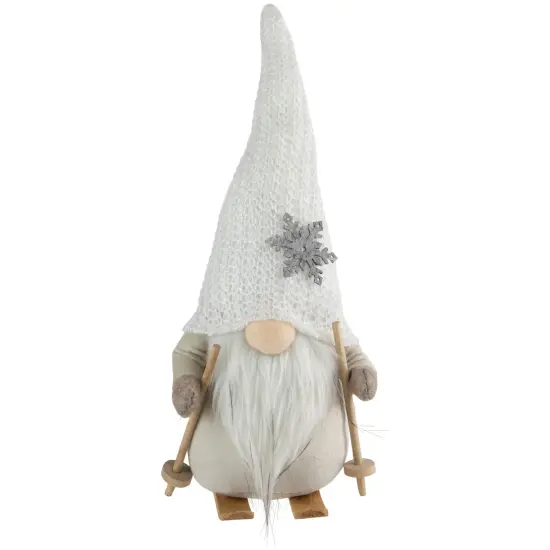 Northlight Winter Ski Gnome with Snowflake Hat Christmas Decoration - 12" White {1}