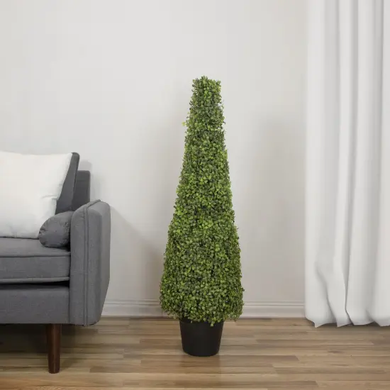 Northlight Two Tone Artificial Boxwood Topiary Potted Tree - 45" Green {3}
