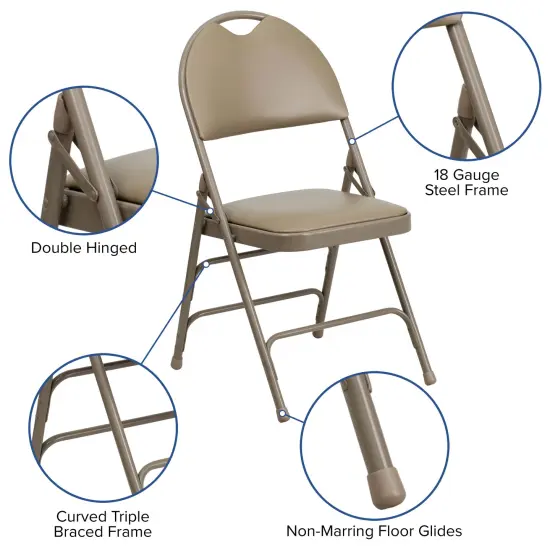 Emma and Oliver 2 Pack Home & Office Easy-Carry Party Events Padded Folding Chair NavyFabric/GrayFrame {7}