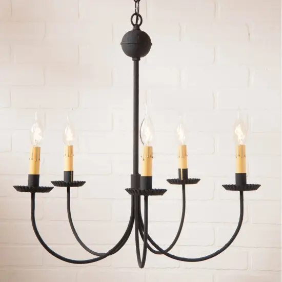 Large 5-Arm Primitive Chandelier in Textured Black {3}