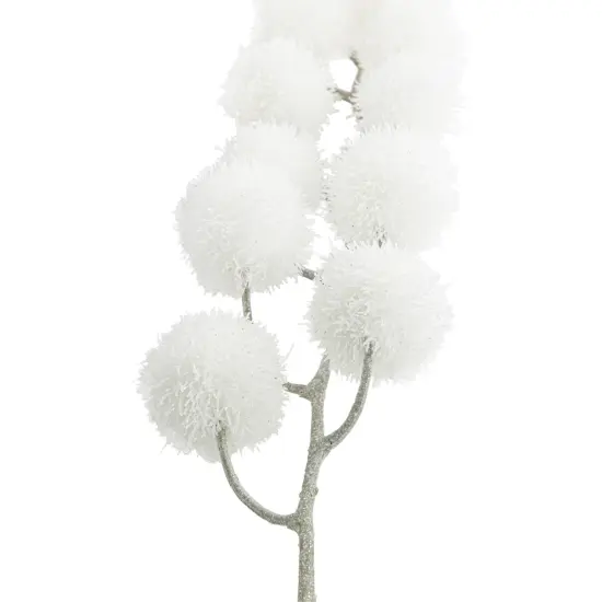 Northlight 24" White Glittered Pom Pom Artificial Christmas Spray {3}