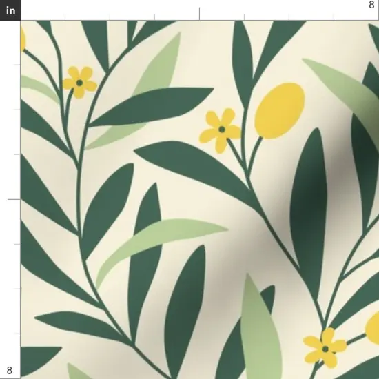 Various Fabrics by the Yard or Fat Quarter Green Yellow Botanical Garden Floral Nature Abstract Olive Medium Scale Custom Printed Fabric by Spoonflower {4}
